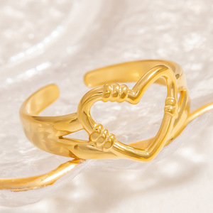 Heart Shape Stainless Steel <b>Ring</b> <b>Adjustable</b> Opening Valentine's Day Jewelry Women's Fashion <b>Rings</b> - Product Image 3