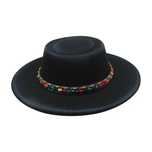 Sombrero Fedora clásico, gorra <span class=keywords><strong>de</strong></span> ala ancha <span class=keywords><strong>de</strong></span> <span class=keywords><strong>lana</strong></span> Vintage, cinturón <span class=keywords><strong>de</strong></span> piedra <span class=keywords><strong>turquesa</strong></span> personalizado, cuentas coloridas, cuerda trenzada, sombrero <span class=keywords><strong>de</strong></span> pastel <span class=keywords><strong>de</strong></span> cerdo para Otoño e Invierno - Product Image 5