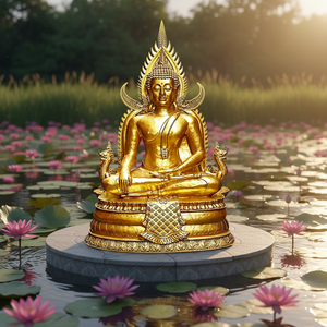 Statue de <span class=keywords><strong>Bouddha</strong></span> dorée géante personnalisable assise sur une chaise, statue de <span class=keywords><strong>Bouddha</strong></span> en fibre de verre, figurine de <span class=keywords><strong>Bouddha</strong></span> zen, ornements bouddhistes, thème bouddhiste - Product Image 3