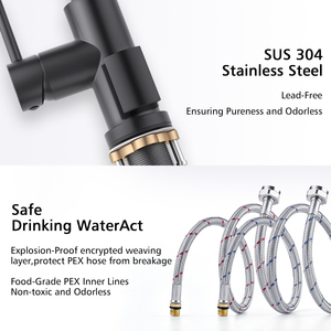 Robinet de cuisine extractible en acier inoxydable 304, mitigeur d'évier à poignée unique, sans plomb, certifié UPC - Product Image 3