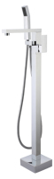 Mitigeur de baignoire et de douche sur pied en laiton, design contemporain carré, monocommande, avec fonction cascade douce, pour salle de bain
