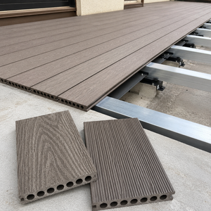 Planche de terrasse WPC à grain de bois 3D en relief, extérieure, imperméable, à emboîtement, surface lisse, double verrouillage, rainuré et langueté - Product Image 6