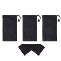 Pochette rectangulaire en microfibre pour lunettes, étui de rangement souple et imperméable pour lunettes de soleil, étui à cordon de couleur unie