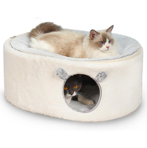 Lit pour animaux de compagnie en peluche, grande capacité, fermé et amovible, vente en gros pour chats et chiens, type grotte - Product Image 3