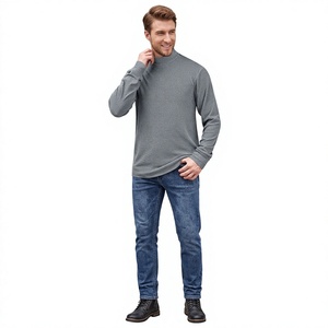 New Soft <b>Mock</b> <b>Neck</b> Sweatshirt Fleece Lining Long Sleeve Half Turtleneck Pullover Shirts for Men Autumn Winter - Product Image 1