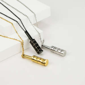 Collier en acier inoxydable personnalisé avec pendentif en zircon gravé sur mesure avec un nom/un logo, lien pour la fête <span class=keywords><strong>des</strong></span> pères et <span class=keywords><strong>des</strong></span> mères - Product Image 2