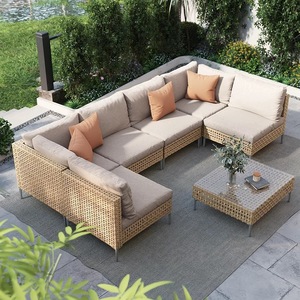 Luxury PE <b>Rattan</b> Modern Modular Courtyard Garden Multi Functional Living Room <b>Outdoor</b> Furniture Set - Product Image 4