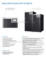 UPS Trifásico en Línea de Doble Conversión 93XT 15-80kVA con Amplio Rango de Entrada 201-478V, Protección IP21, 30 kW de Energía Eléctrica