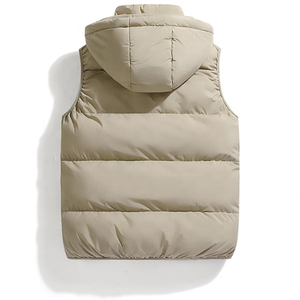 Chaleco acolchado negro con capucha para hombre, chaleco con cremallera, cortavientos, relleno de plumón, ropa de abrigo para invierno - Product Image 5