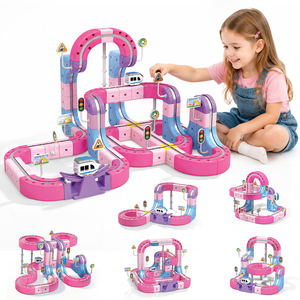 Nouveau train électrique 3D pour filles, circuit flexible rose, jouet de course, voiture éducative, rail magnétique, jouet de slot pour enfants - Product Image 1