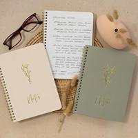 Cuaderno Espiral A5 de 120 Páginas con Estampado en Caliente de Flores, Papel Grueso, Línea Simple, para Uso Escolar y de Oficina, Cuadernos