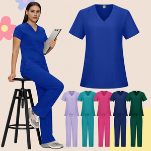 Women's Scrub Suit Set Split Knitted Breathable Uniform For Hospital Dental Beauty Salon Work Wear S XXL - Product Image 3