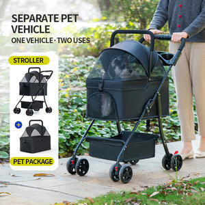 2025 शीर्ष विक्रेता प्रीमियम लक्जरी 4-पहिया डिचटेबल कुत्ते की बुगी उच्च गुणवत्ता वाले पालतू जानवर के लिए जुड़वां ट्रॉली वाहक के साथ - Product Image 2