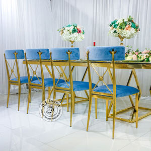 DE nuovo Design di lusso <span class=keywords><strong>Brooklyn</strong></span> oro acciaio inossidabile croce retro banchetto sedia di nozze con cuscino di colore - Product Image 2