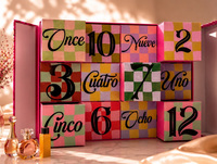 Boîte de calendrier de l'avent rose, boîte de 24 jours, boîtes à parfum, design de Noël, rangement pour maquillage, soins de la peau, bijoux, rouge à lèvres, emballage cadeau