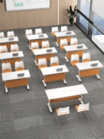 Meubles de bureau modernes et peu encombrants, table de formation écologique en panneaux de bois, bureau de formation mobile réglable avec roulettes silencieuses