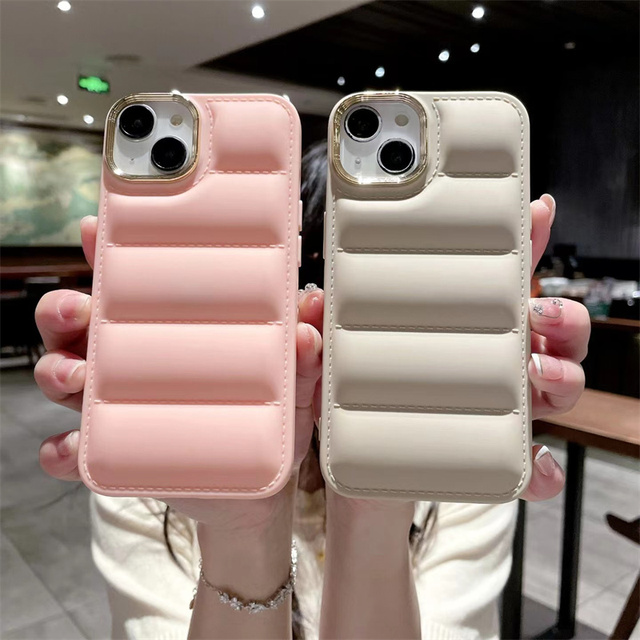 Luxury Down Jacket Phone Case for iPhone 16 15 14 13 12 Pro Plus the Puffer Case Soft TPU Shockproof Cover for iPhone 16