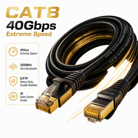 Kabel Ethernet Cat8 40Gbps 2000MHz S/FTP Tugas Berat Terlindung Ultra Cepat RJ45 Patch Lead untuk Server AI Rak Komputasi Cloud