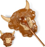 Repose-cuillère en céramique pour comptoir de cuisine, plateau décoratif Vache des Highlands, support à bijoux, porte-bougie chauffe-plat