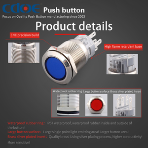 Phổ biến cao 22 Mét Red <span class=keywords><strong>Dot</strong></span> LED push <span class=keywords><strong>button</strong></span> không thấm nước IP67 với cao phổ biến vỏ kim loại Exit chuyển đổi hoạt động tạm thời - Product Image 3