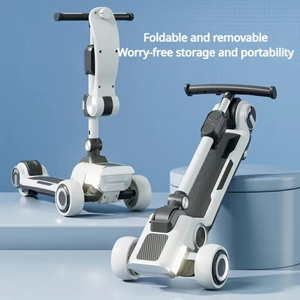 Xe scooter gấp 3 trong 1 có thể sạc lại, tích hợp nhạc, đèn, chiều cao có thể điều chỉnh, ván trượt hiện đại, đồ chơi điện tử cho bé trai bé gái - Product Image 4