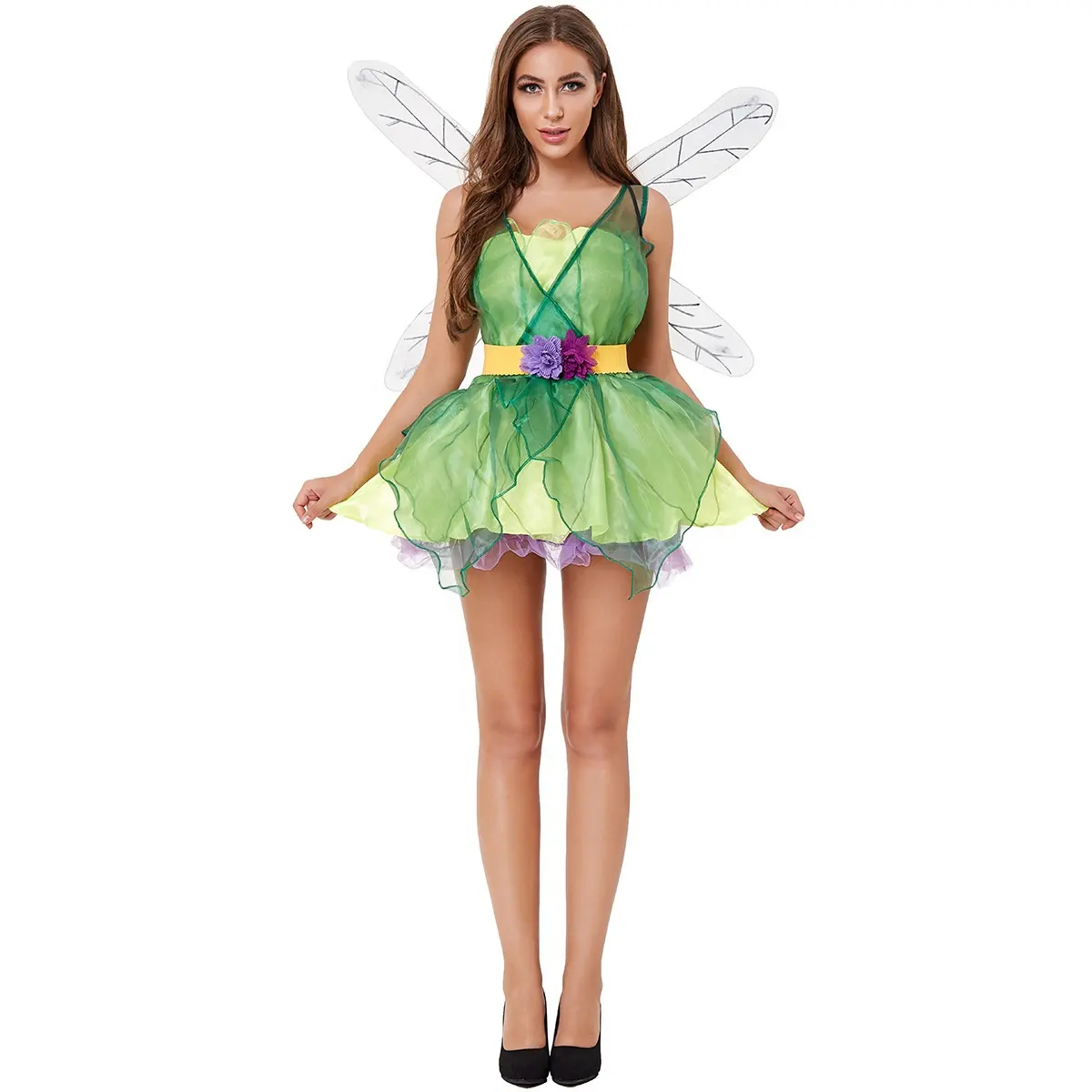 वयस्क चरण Dragonfly तितली एल्फ Cosplay कॉस्टयूम पार्टी पोशाक महिलाओं वन ग्रीन फेयरी कॉस्टयूम पंख के साथ