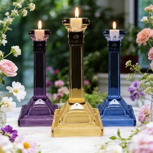 LANGXU Bougeoir en verre minimaliste scandinave nordique, style européen, décoration d'intérieur <span class=keywords><strong>avec</strong></span> base en verre, élément naturel - Product Image 4
