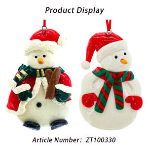 스트라이프 스카프와 모자 매달려 크리스마스 트리 눈사람 화려한 스카프 선물 장식 수제 크리스마스 눈사람 - Product Image 4