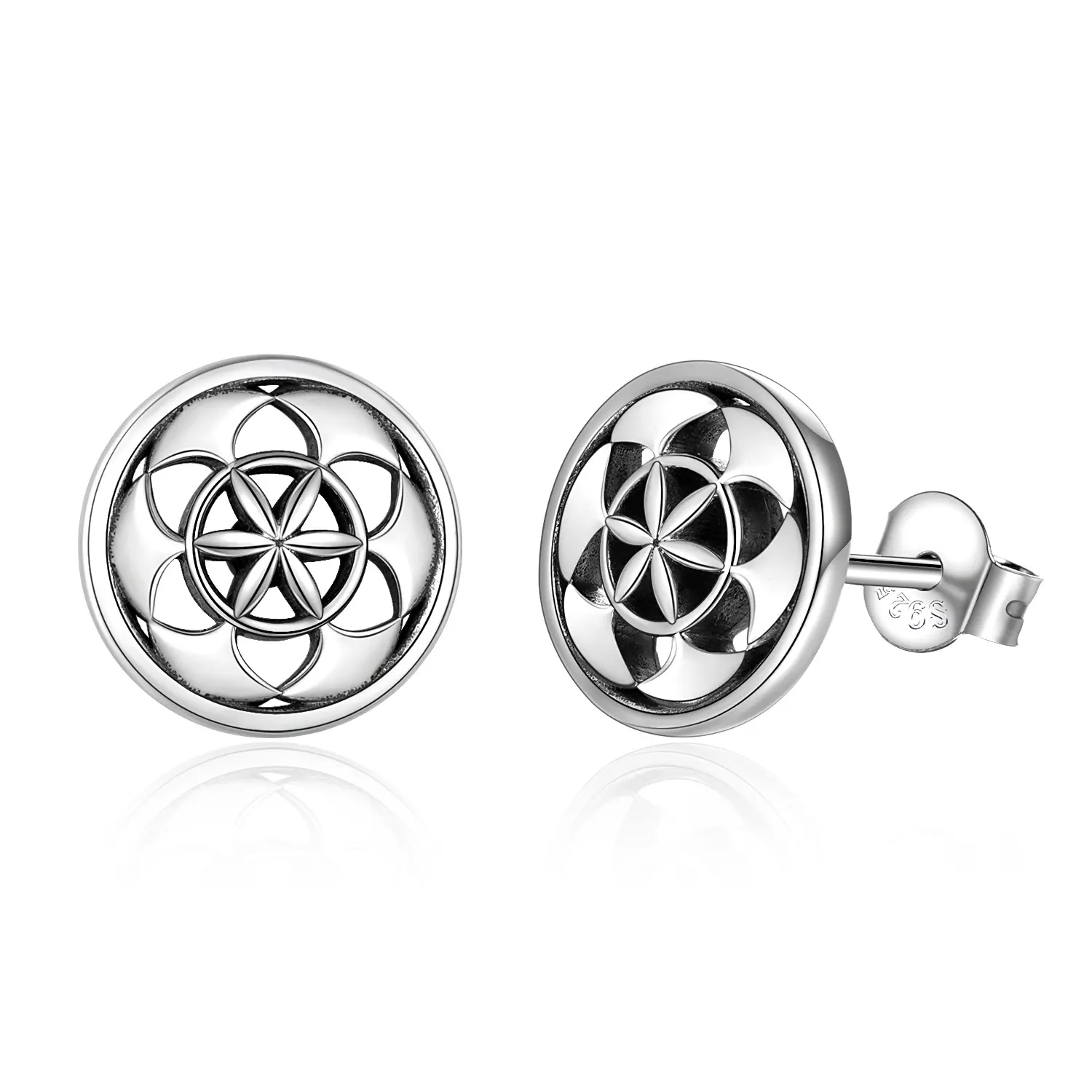 Thời Trang Cổ Điển Đồ Trang Sức Mỹ 925 Sterling Silver Cubic Hoa Celtic Stud Bông Tai Cho Phụ Nữ Cô Gái Tùy Chỉnh Thực hiện Bán Buôn