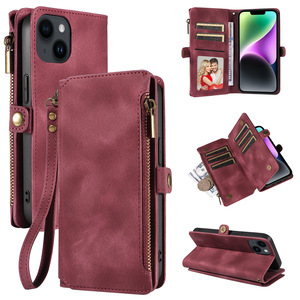 Para Iphone 17 Pro <span class=keywords><strong>Max</strong></span> PU cuero cremallera cartera Flip Funda de cuero para Samsung S25 Ultra para <span class=keywords><strong>Moto</strong></span> G Play 2024 - Product Image 5