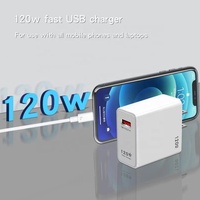 Chargeur mural USB pour téléphones mobiles Adaptateur rapide 120W QC5.0 Prise de charge rapide avec protection OTP et OVP pour UK & EU
