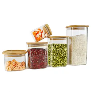 Hot selling 1500ml square glass jar food container glass canister