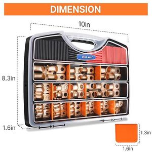 Terminales de cobre K-LUACY, 120 piezas, caja de 10 pulgadas, conectores de terminales de cableado prensados en frío para instalación de cables eléctricos - Product Image 1