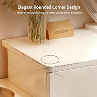 Table de toilette intégrée style crème avec panneau lumineux, meuble de maquillage moderne pour chambre à coucher, mobilier de maison