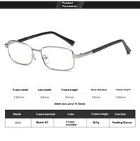 Lunettes de Lecture Classiques Ultra-légères Anti-Lumière Bleue, Monture Intégrale en Résine pour Hommes et Femmes, Lunettes de Lecture à Monture Métallique Durables