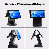 Manufaktur ODM OEM Murah Sistem POS All in One 15.6+13.3 Inch Layar Sentuh  Terminal POS Laris untuk Supermarket Ritel