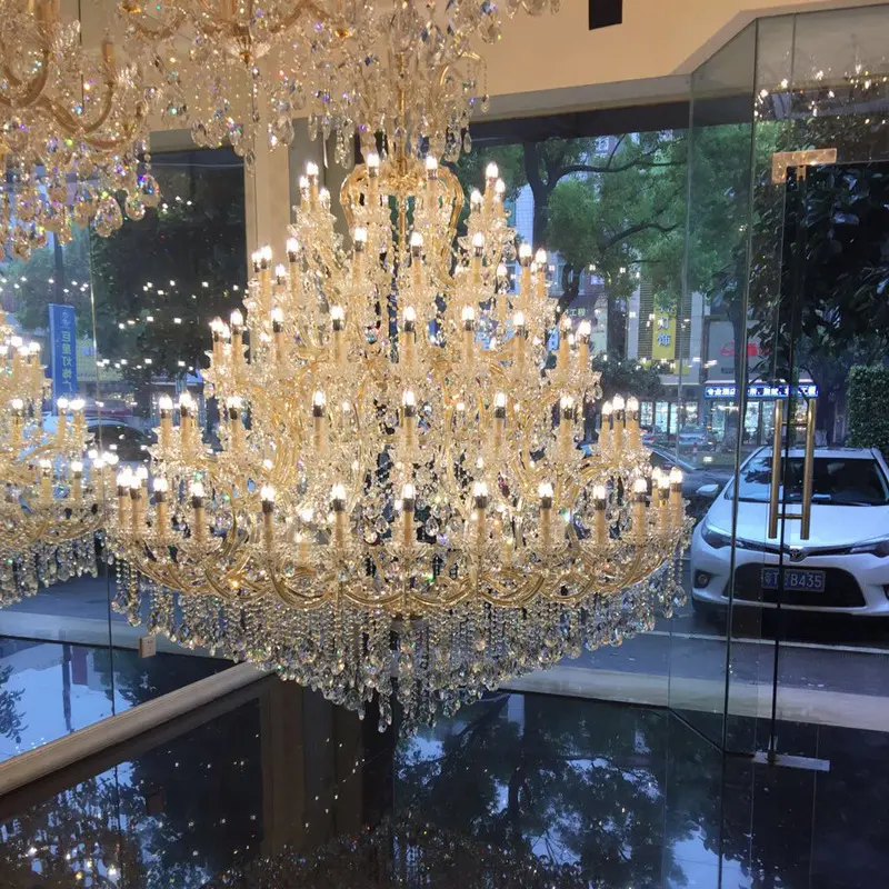 Ecojas Luxe Hotel Feestzaal Led Kroonluchter Grote Fancy Verlichting Plafond Kristallen Kroonluchter Moderne
