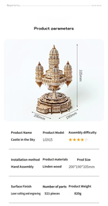 Jeu de puzzle en bois Sky City avec lumières - Modèle à assembler soi-même - 501+ pièces - Jouet éducatif pour les 14 ans et plus - Développe la concentration et la perception spatiale - Product Image 2