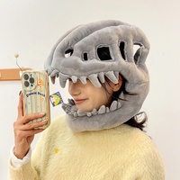 Coiffe de dinosaure en peluche personnalisée, tête de dragon, exosquelette, costume d'Halloween, accessoire de fête, vente en gros d'usine