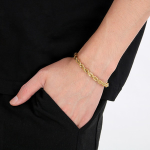 Wasserdichte 18 Karat Gold Twisted Rope Chain Armbänder für Männer Frauen Edelstahl/8mm Breite Rope Chain Bracelet Großhandel - Product Image 6