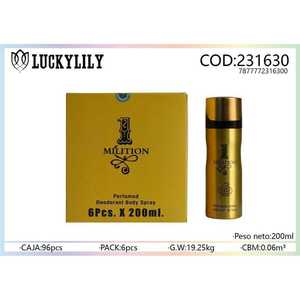 Paquete al por Mayor de 6 Desodorantes y Antitranspirantes en Aerosol Corporal Perfumados de Larga Duración de 200 ml - Product Image 1