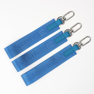 高級カスタムロゴ厚いヘビーデューティカラビナー織りショートリストランヤードエンボスカードジャカードナイロンキーホルダー - Product Image 3