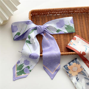 Banda de pelo larga lisa de satén de nuevo estilo multifuncional con patrón geométrico atado en un bolso banda de pelo para mujer - Product Image 5