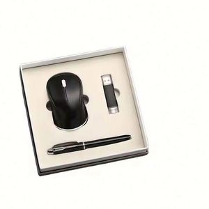 Nouveauté 2025, ensemble cadeau stylo souris sans fil avec logo personnalisé, cadeau d'entreprise de luxe pour Noël, cadeau promotionnel en plastique - Product Image 1