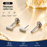 Ensemble de Piercings pour le Nez Thorrk G23 en Titane avec Pierres CZ 5A, Bijoux de Piercing Corporel à Filetage Interne pour Cartilage d'Oreille, Finition Polie Haute Brillance