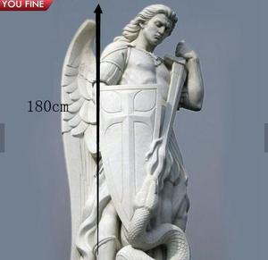 Statue d'archange Saint-Michel en marbre blanc pour église - Product Image 2