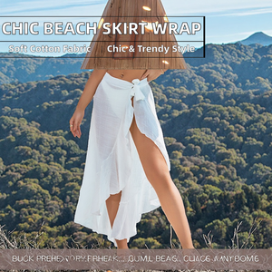 Nouvelle Collection TW 2026 : Jupe de Plage Sexy à Bretelles, Robe de Bain Unie en Coton Slub, Cache-maillot Bikini Séchage Rapide - Product Image 2