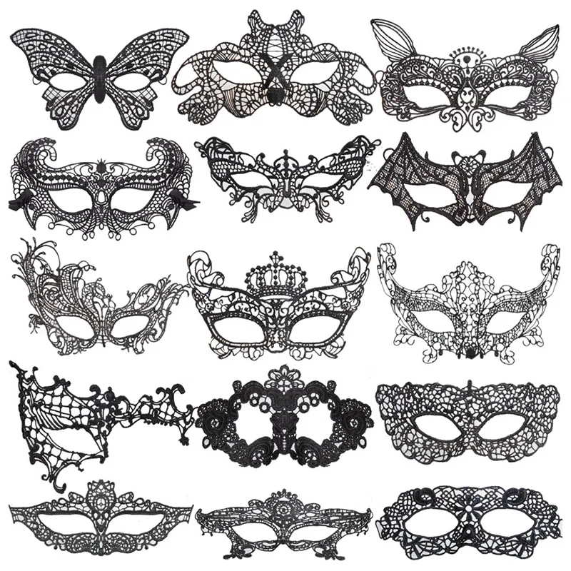 Wholesale Props Costume Decoration Halloween Masquerade Ball Party Black Sexy Lady Women Fit Soft Lace Eye Face Mask