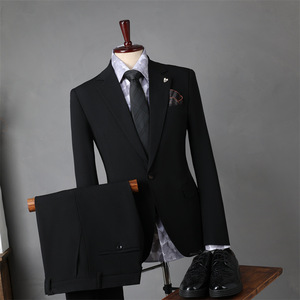 Vestido DE BODA formal de negocios para hombre de estilo británico y coreano Traje Delgado informal para <span class=keywords><strong>novio</strong></span> con frente plano de longitud larga - Product Image 6
