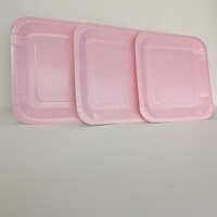Assiettes vaisselle jetable en papier biodégradables, assiettes carrées roses élégantes, ensemble de vaisselle jetable en papier alimentaire pour la fête de mariage 1 pièce